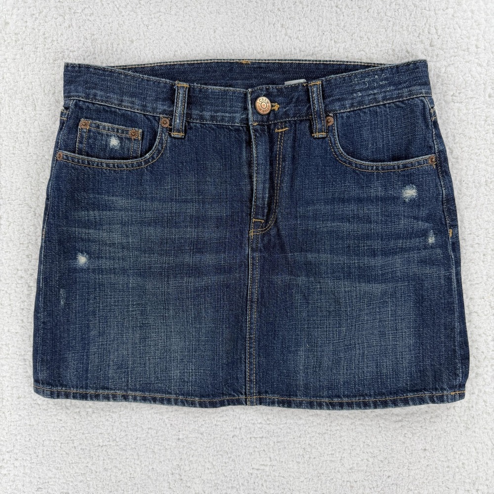 J Crew Denim Skirt Womens 2 Blue‎ Distressed Mini Pockets Casual Cotton Jeans